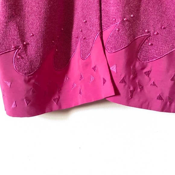 1980’s Vintage Hot Pink Short Sleeve Sweater Cotton Rayon Size Large Open Front - Picture 9 of 10